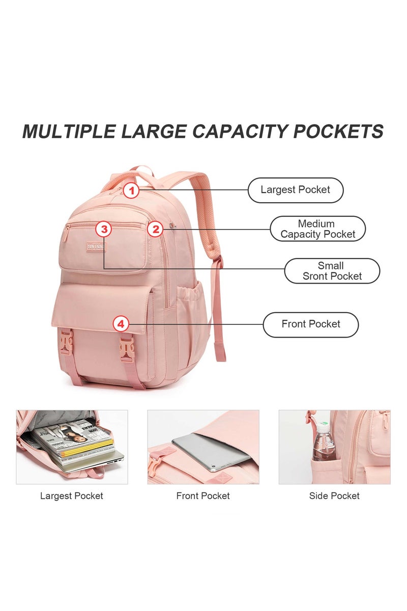 SUN EIGHT Waterproof 35L School Backpack for Teen Girls Kids Bookbags Elementary Middle School Laptop Bags Women Travel Daypacks, SE8391, Pink - Image 4